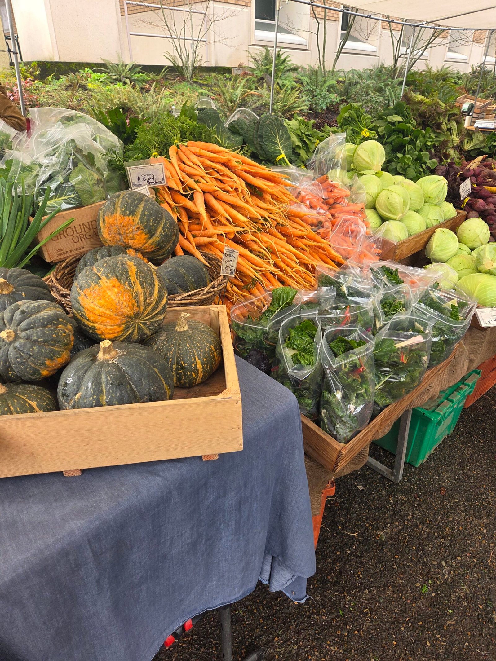 Farm market table with fresh produce